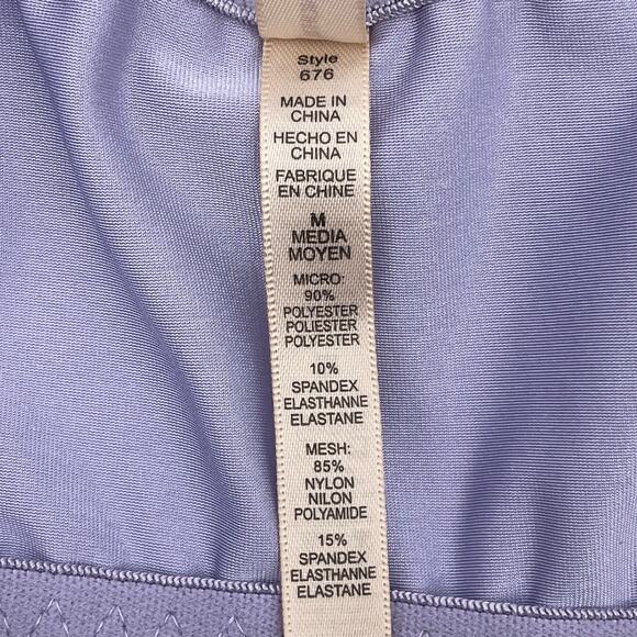 Rhonda Shear Sz M Wireless Bra Pull Over Purple Retro Pin Up Removable Pads #676 - Picture 9 of 12